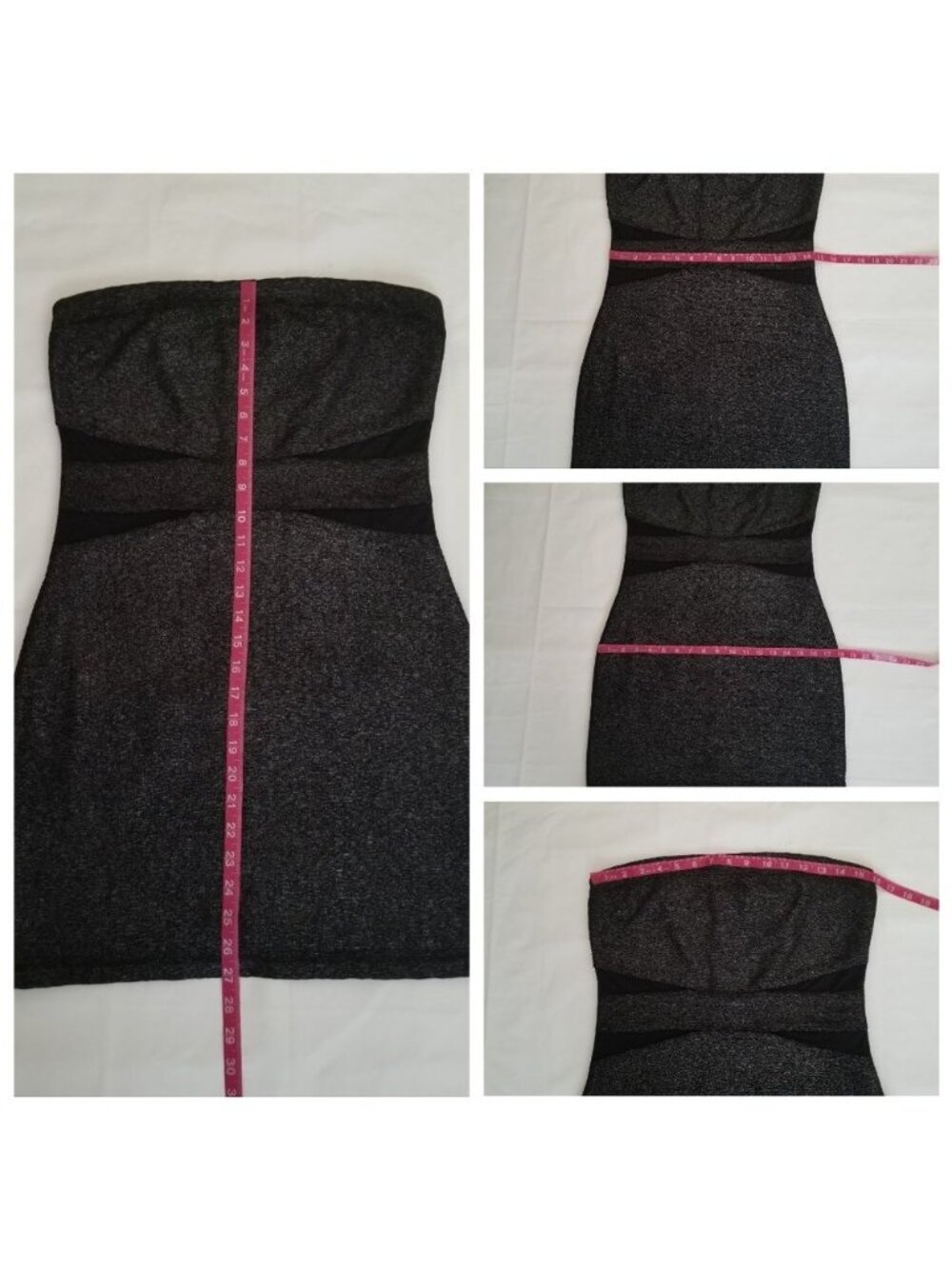 Speechless Black Strapless Glittery Mesh Panels Bodycon Mini Dress Women's Large - Picture 8 of 8